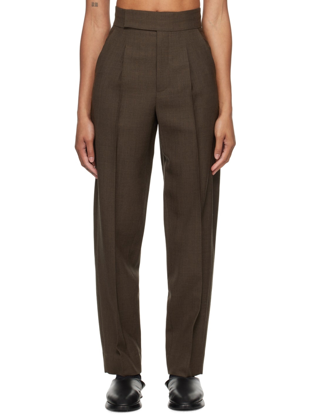 Brown Tapered Trousers - 1