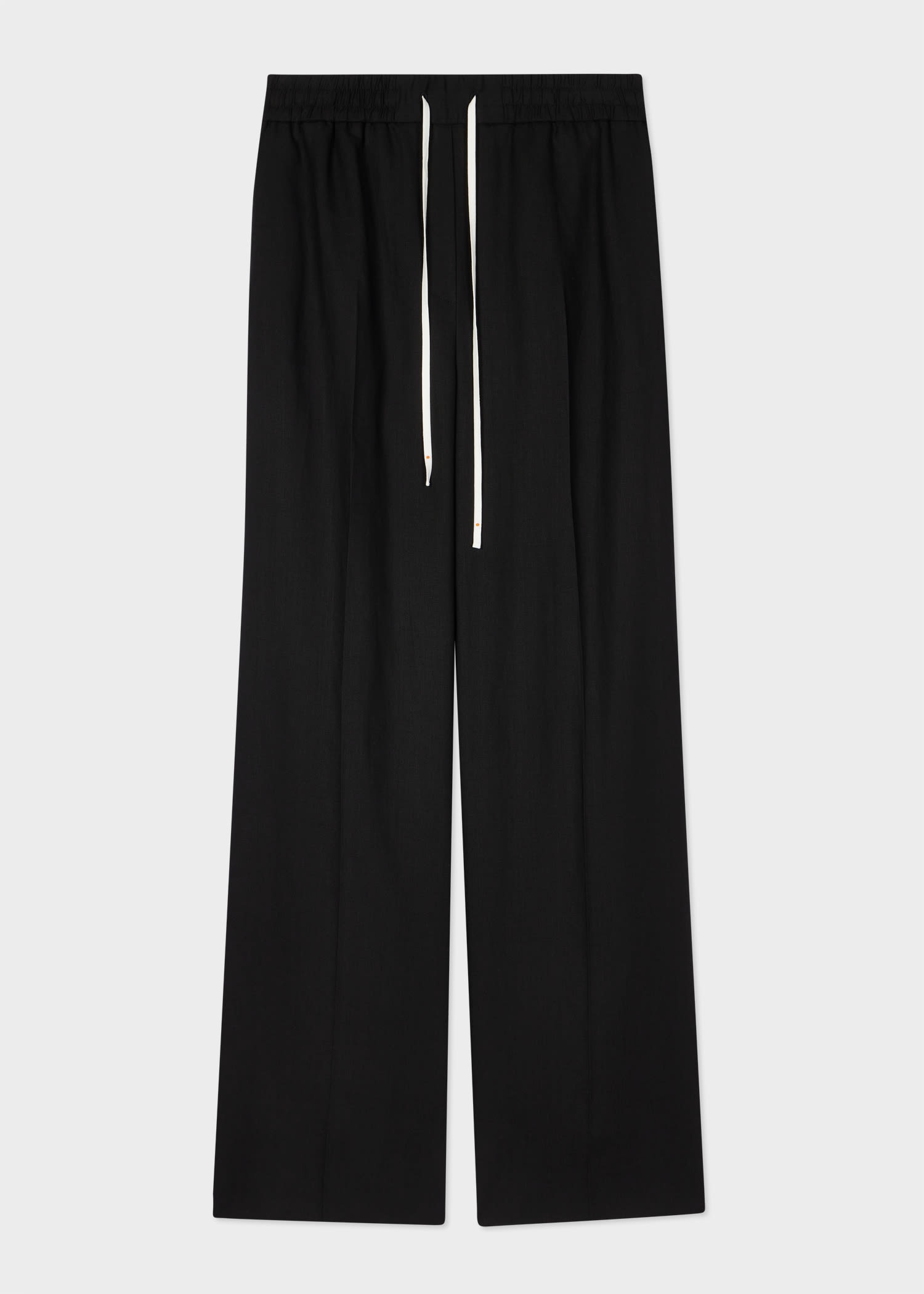 Black Linen Drawstring Trousers - 1