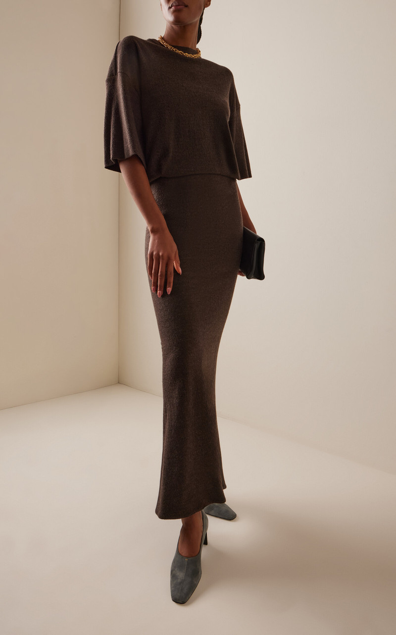 DARKPARK Marlin Open-Back Wool Maxi Dress brown outlook