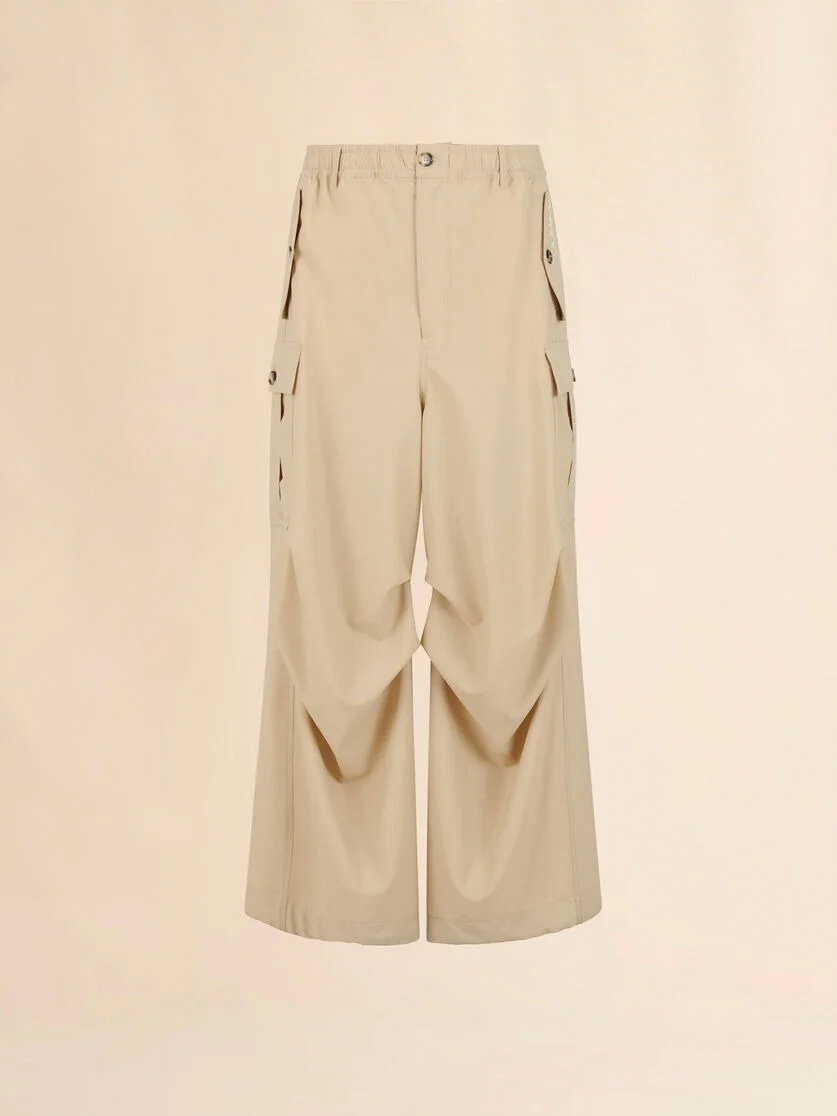 BEIGE WOOL CARGO PANTS WITH MARNI SYMBOL - 1