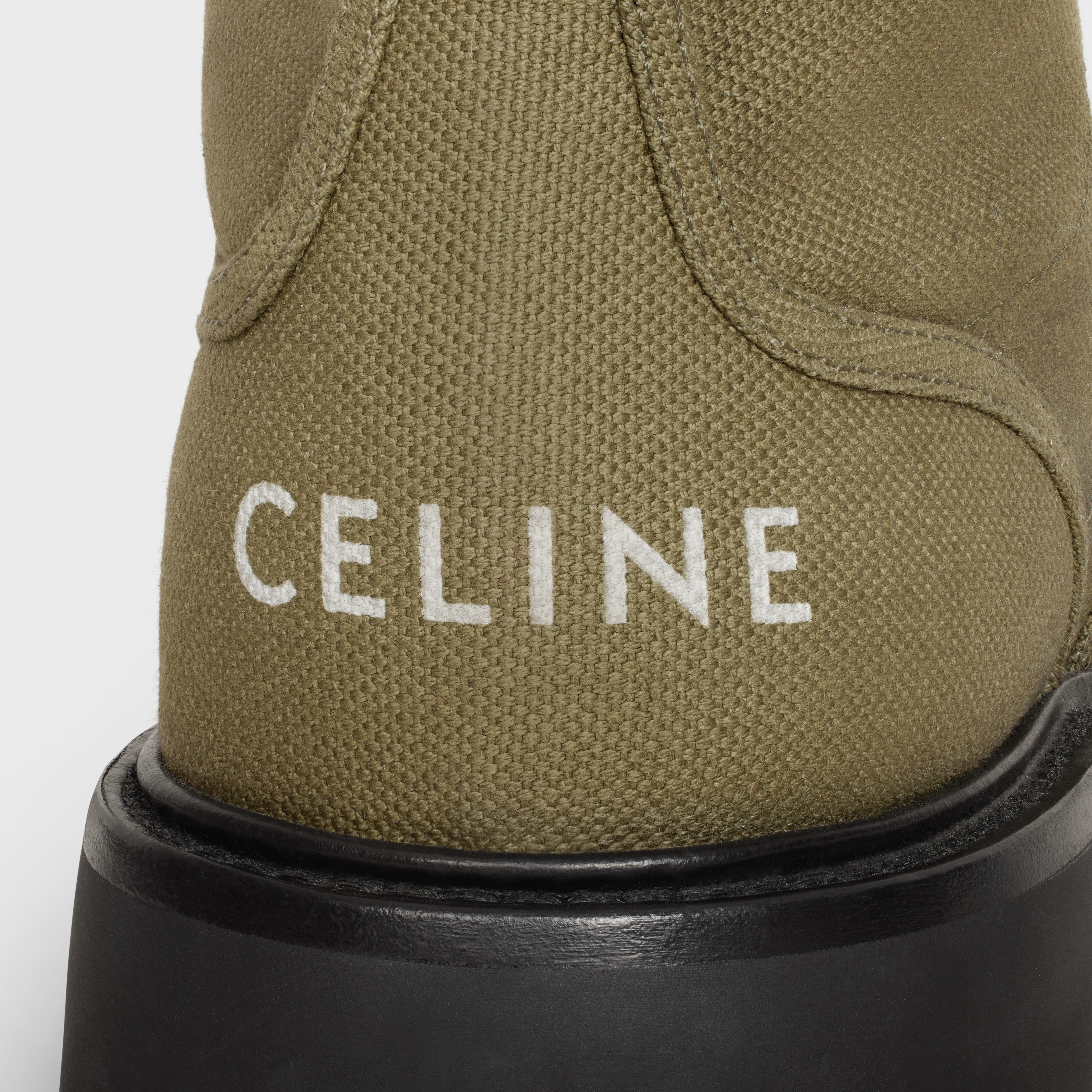 CELINE BULKY LACE-UP BOOTS in CANVAS AND SHINY BULLSKIN - 5