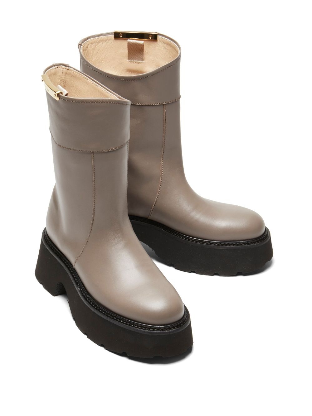 logo-plaque leather boots - 2