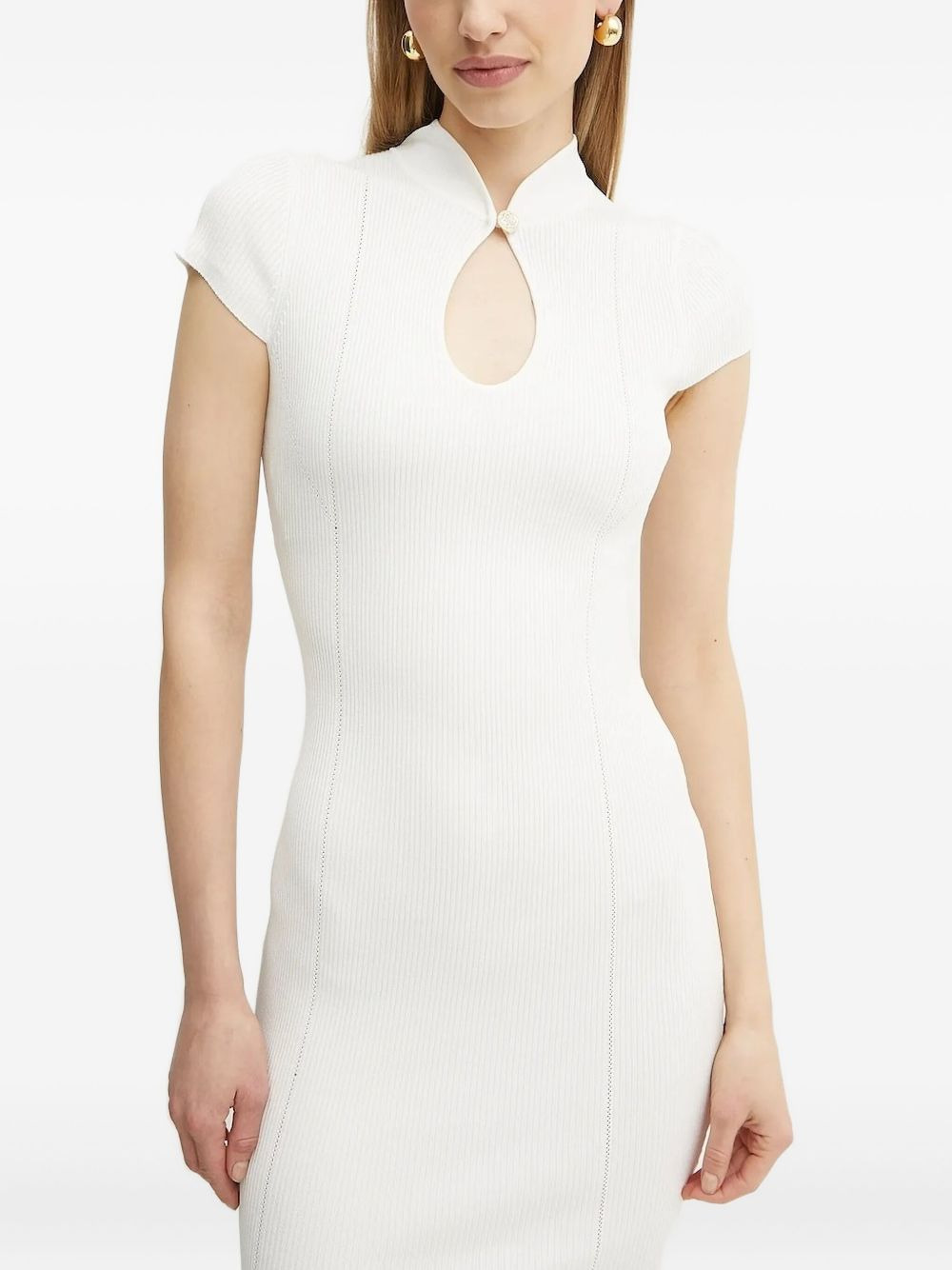 ribbed keyhole-neck mini dress - 3
