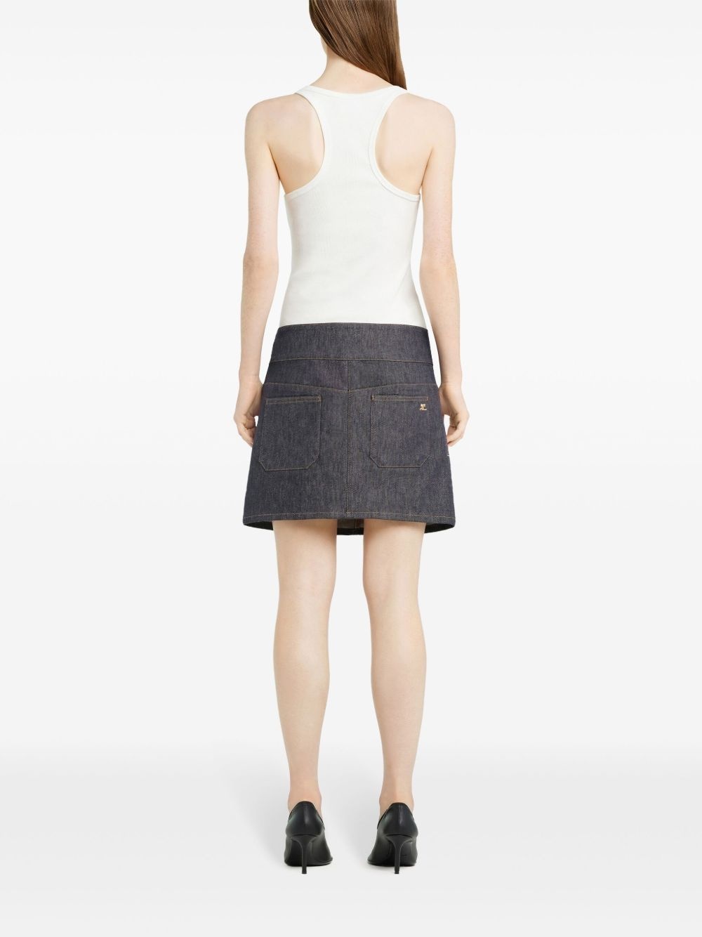 belted denim mini skirt - 3