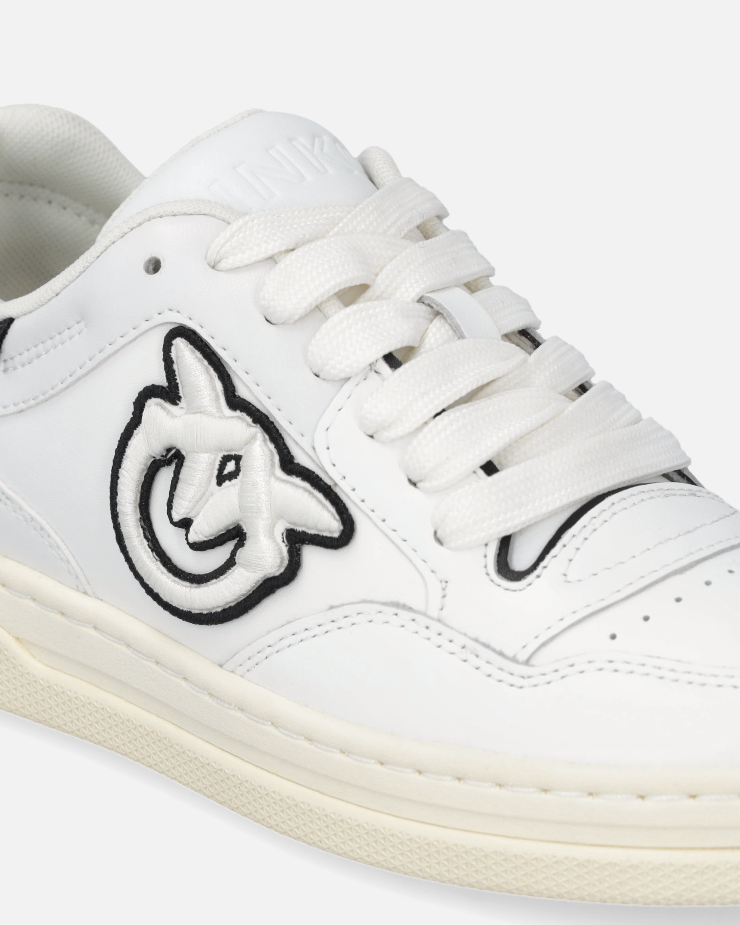 LEATHER SNEAKERS WITH BLACK AND WHITE LOGO - 4