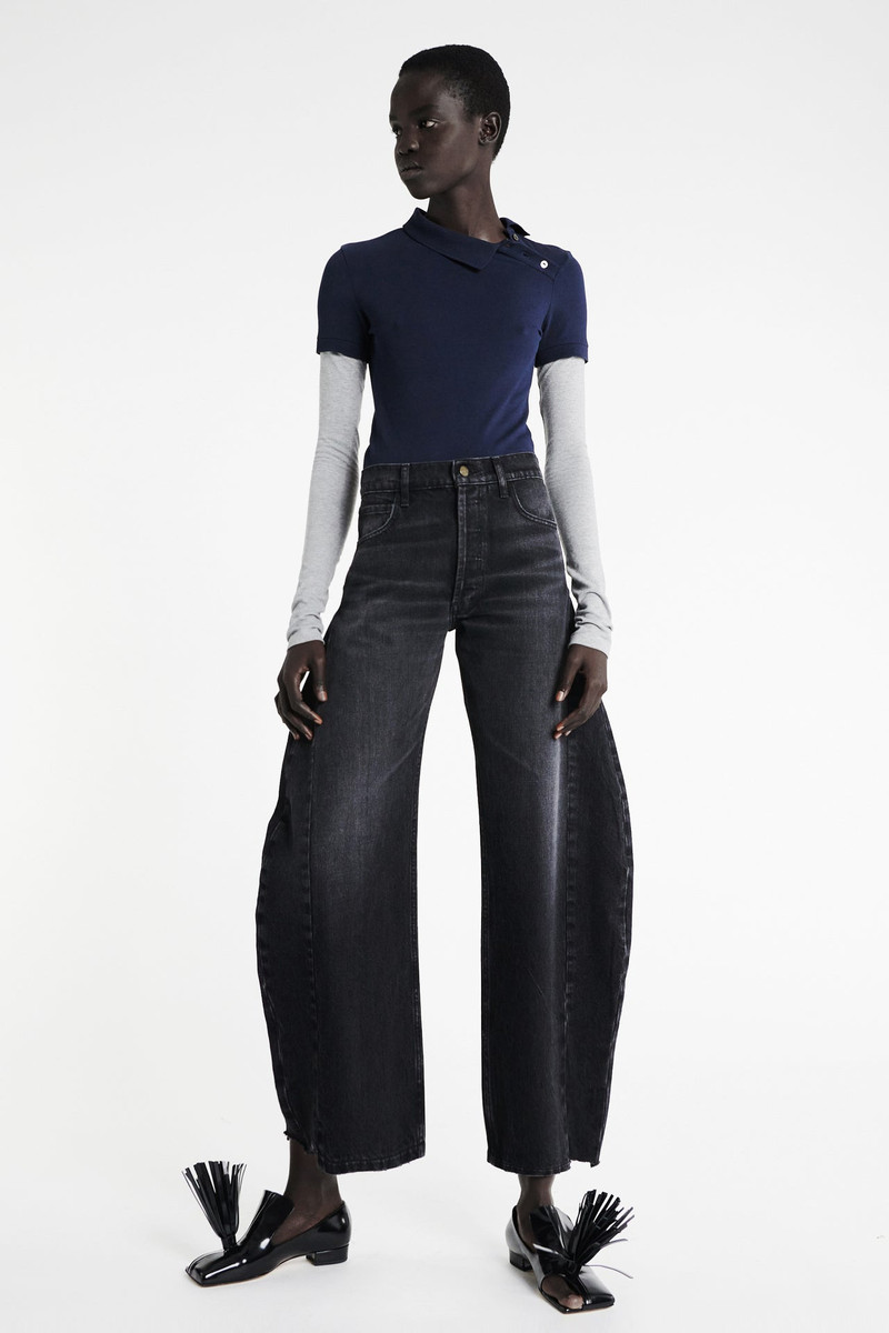 POLO SHIRT WITH ASYMMETRIC COLLAR AND LONG SLEEVE NAVY GREY 1