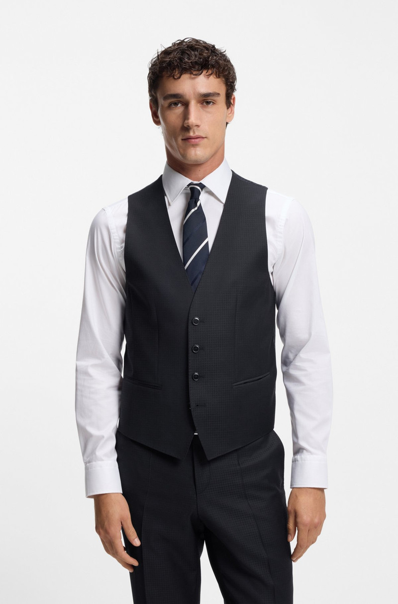 THREE-PIECE SLIM-FIT SUIT IN PATTERNED VIRGIN WOOL 5