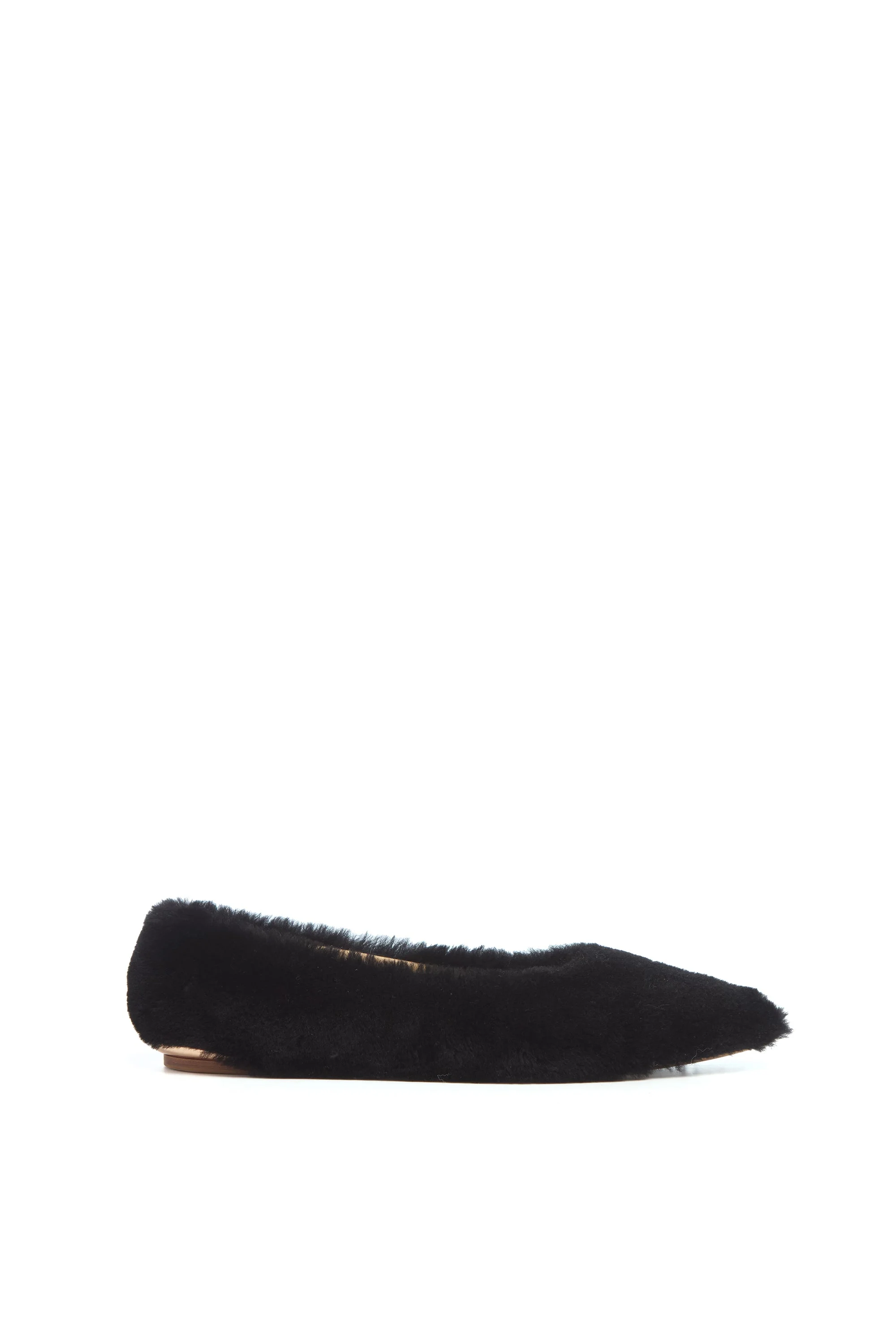 Fleur Flat in Black Shearling - 1