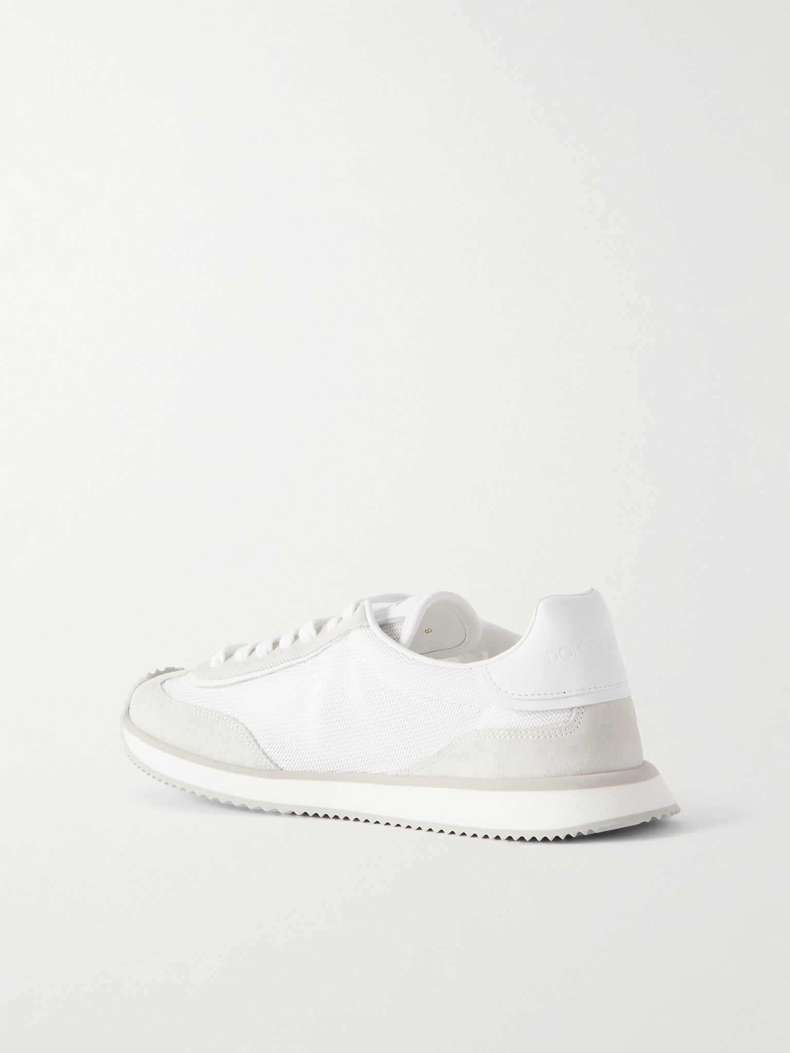 Logo-Print Mesh, Leather and Suede Sneakers White - 4