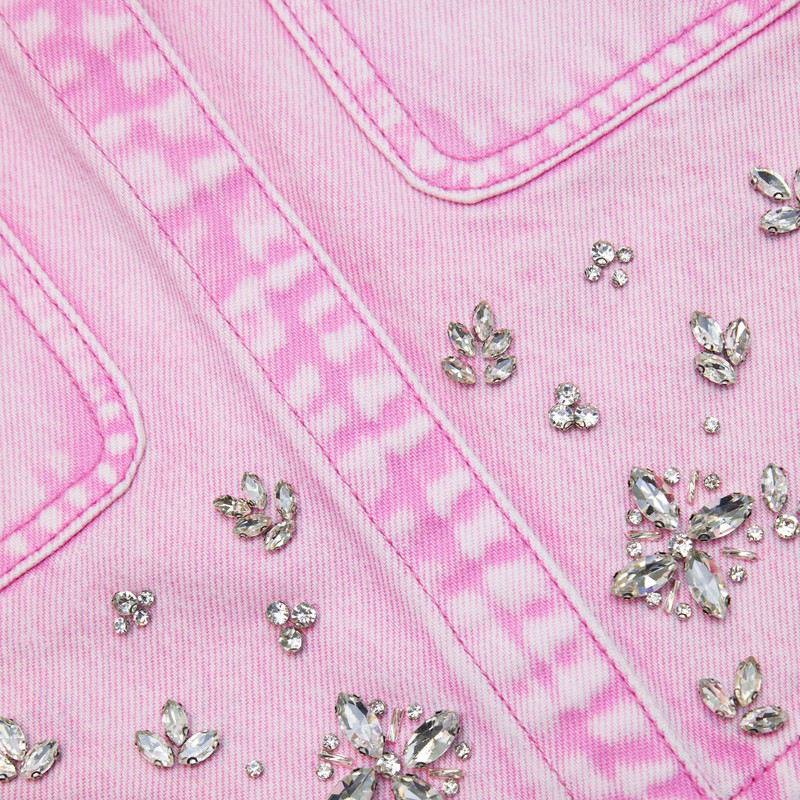 Pink Embellished Denim Top 5