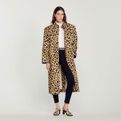 Sandro Oversized leopard-print trench coat outlook