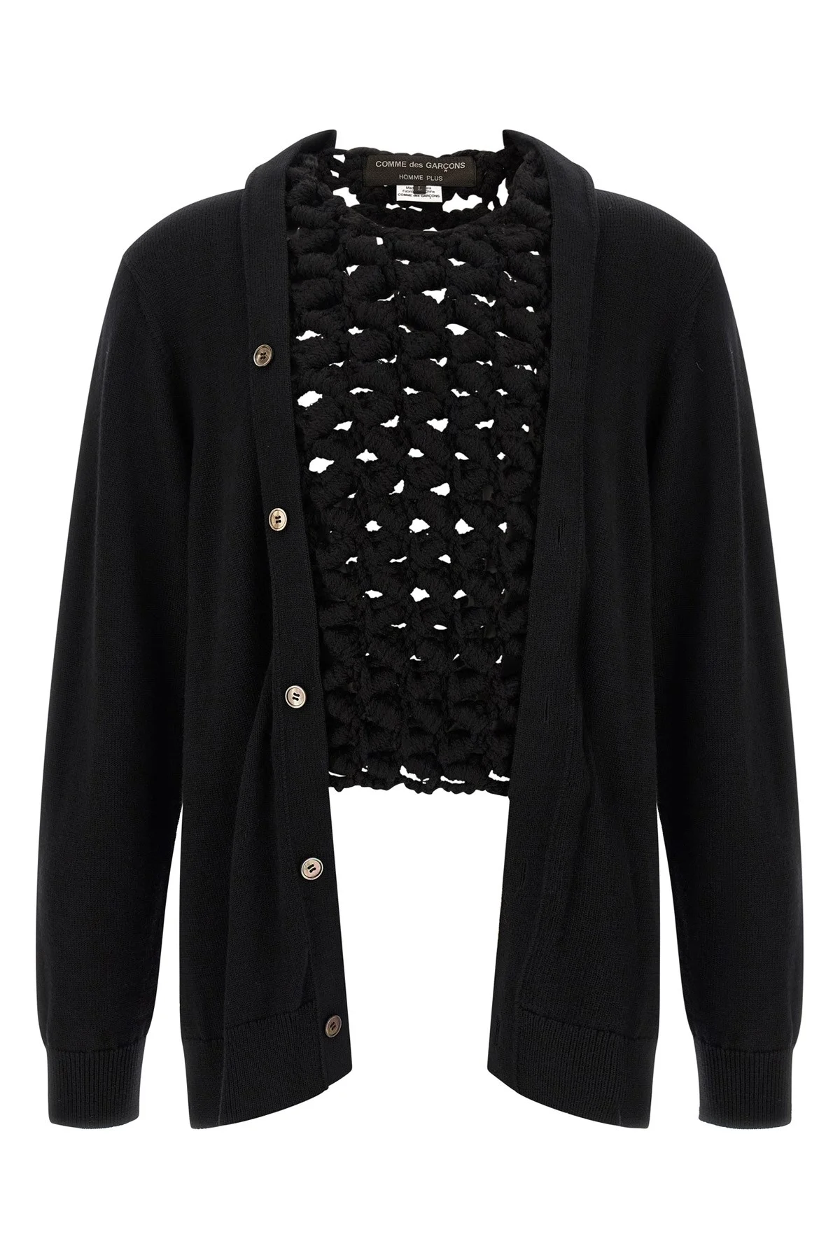 Woven Insert Cardigan - 1