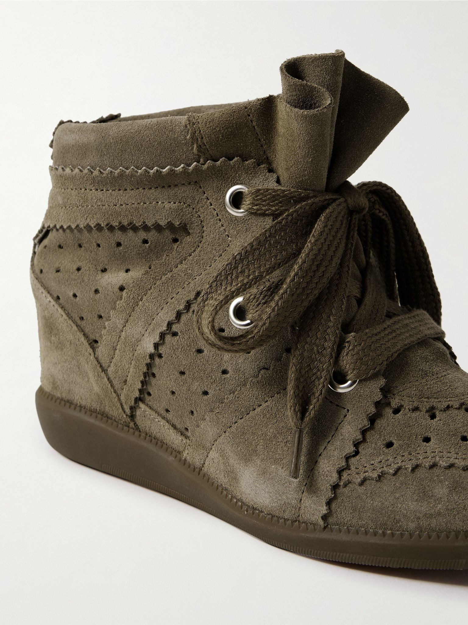 Bobby perforated suede wedge sneakers Taupe - 4
