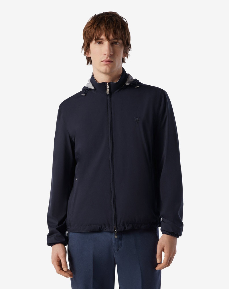CORNELIANI Navy blue technical fabric reversible jacket outlook