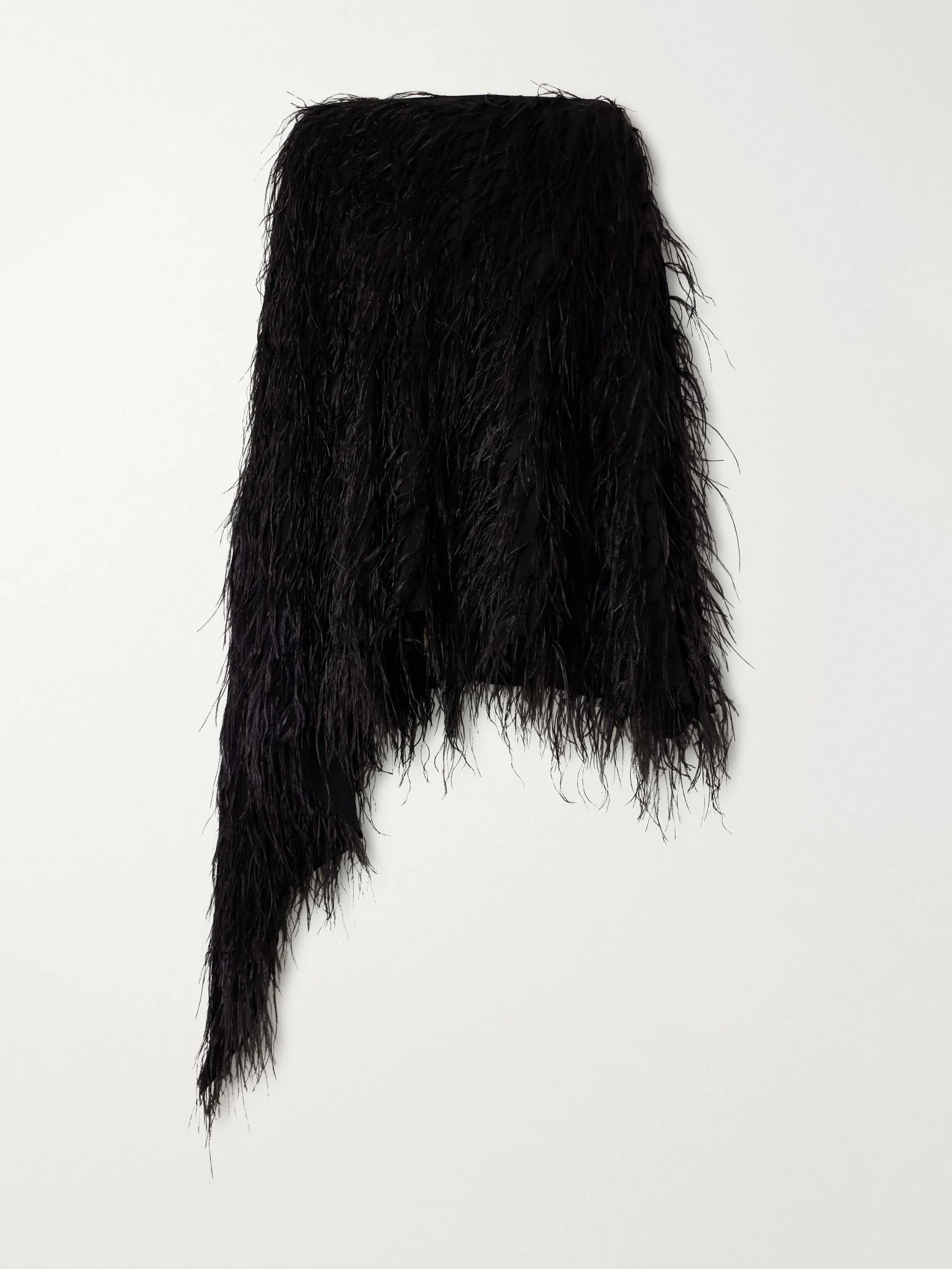 Feathers-embellished silk cape Black - 1