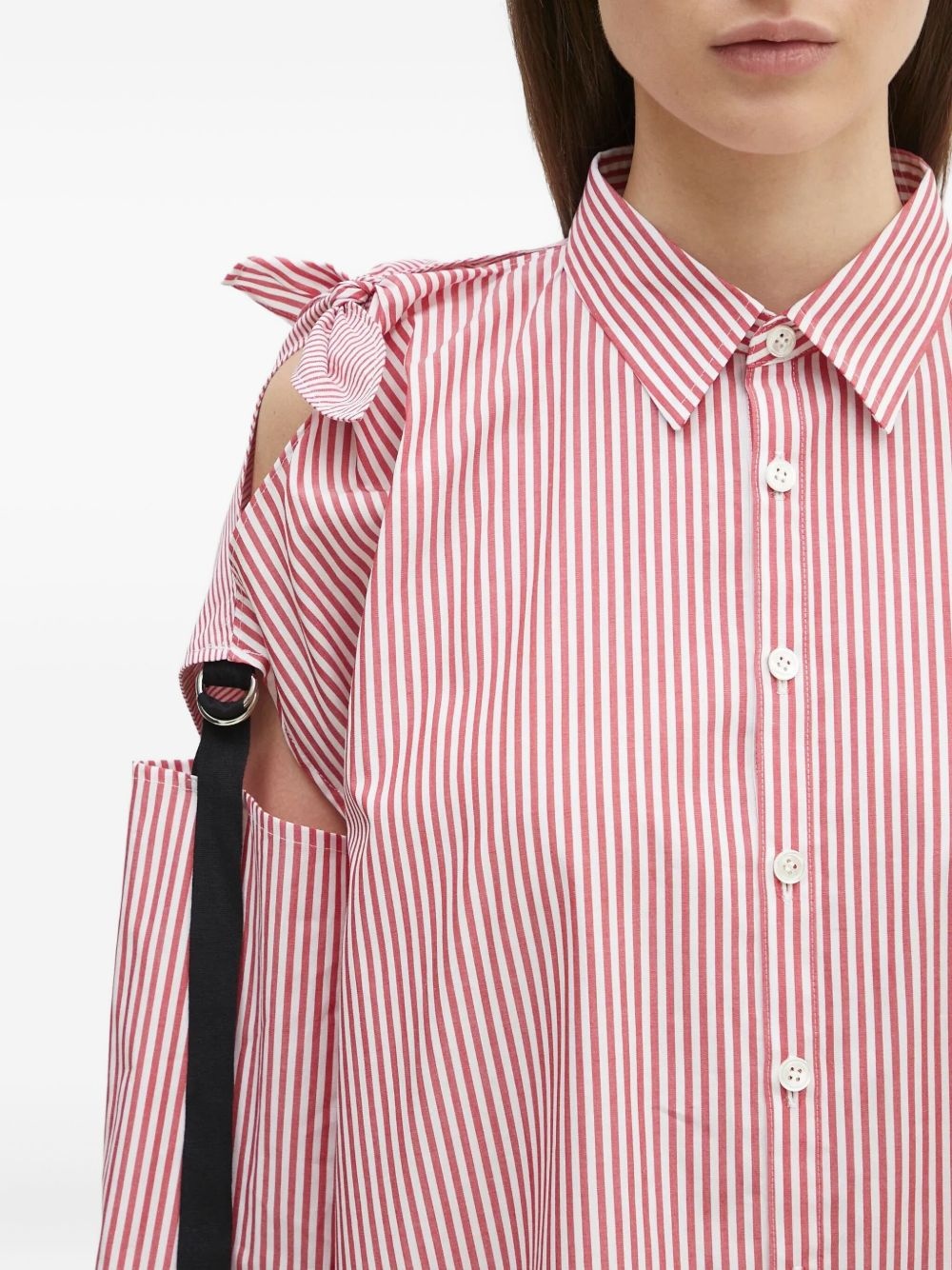 striped cut-out shoulder shirt - 5