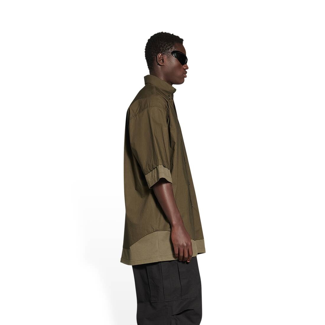 Men's Bb Icon Layered Short Sleeve Shirt in Kaki - 3