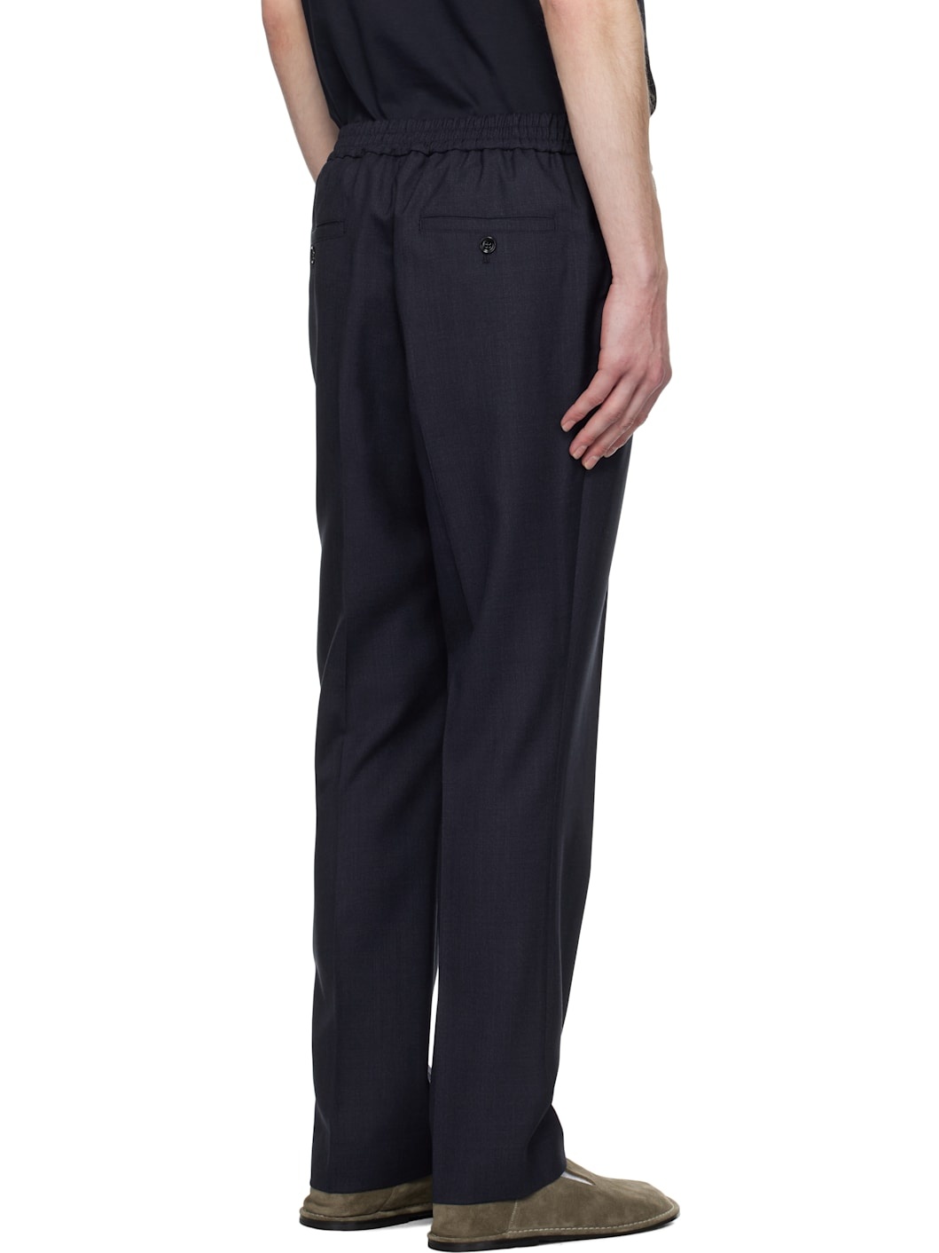 Navy Elasticated Waist Trousers - 3