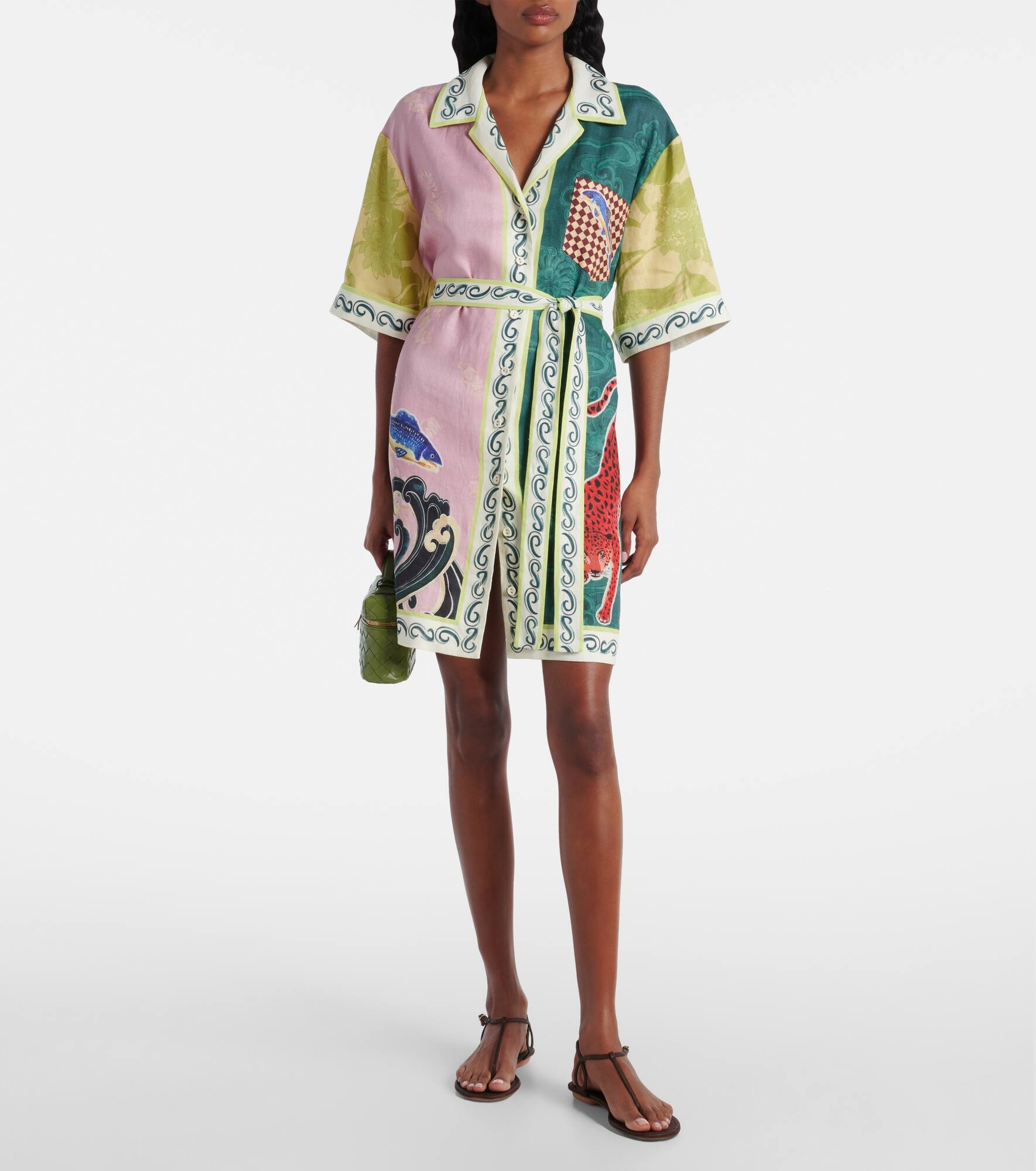 Rochester belted linen minidress - 2