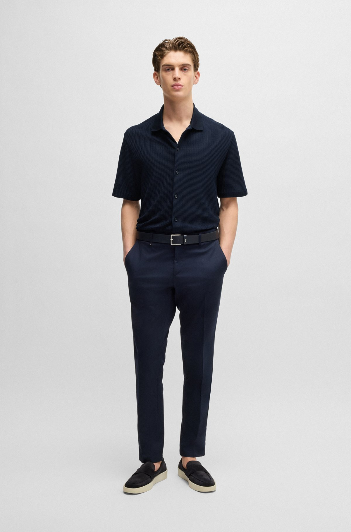 REGULAR-FIT SHIRT IN WAFFLE COTTON - 4