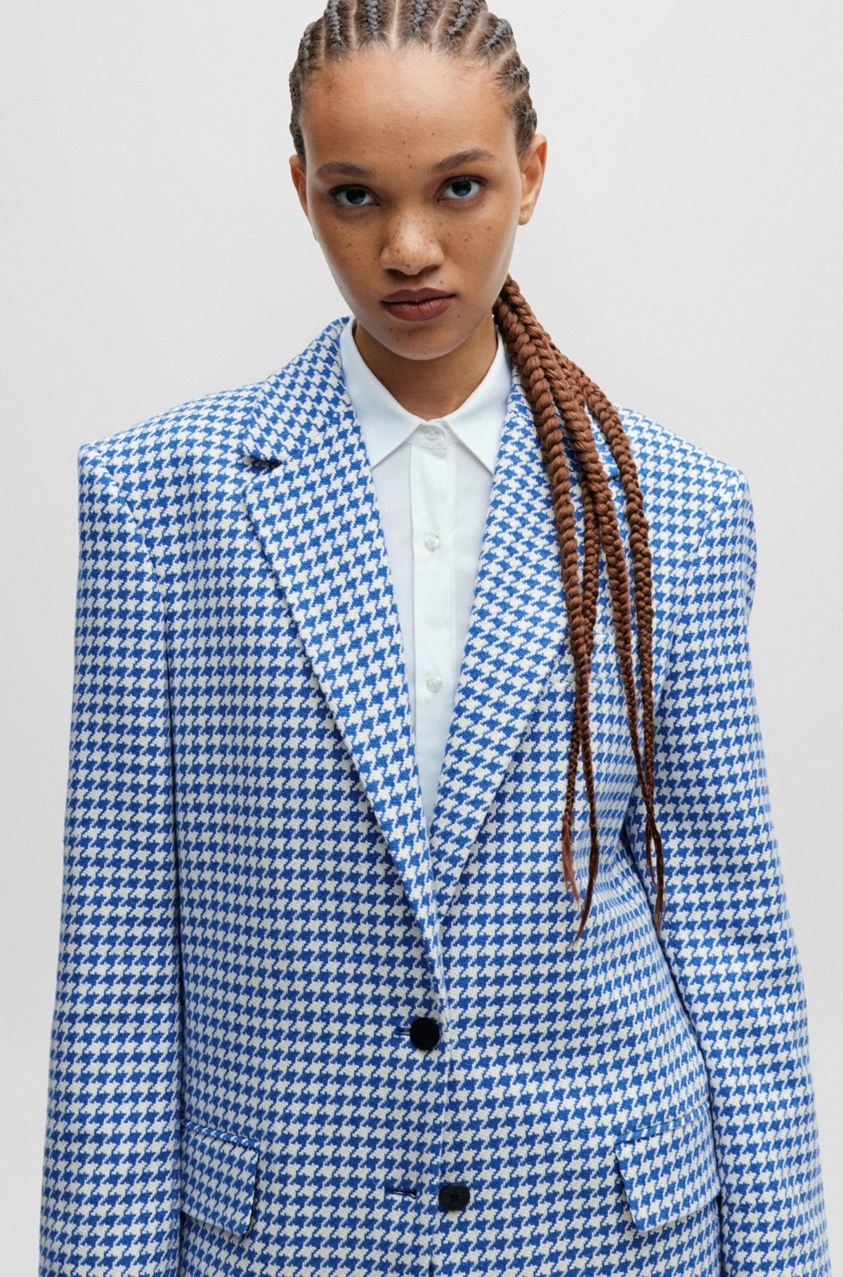 OVERSIZE-FIT JACKET IN A HOUNDSTOOTH COTTON BLEND - 5