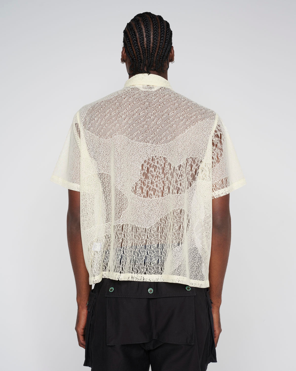 Engineered Mesh Short Sleeve Button Up - Natural - 5