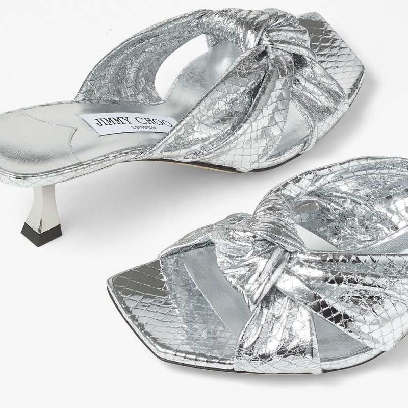 Avenue 50 Silver Leather Mules 4