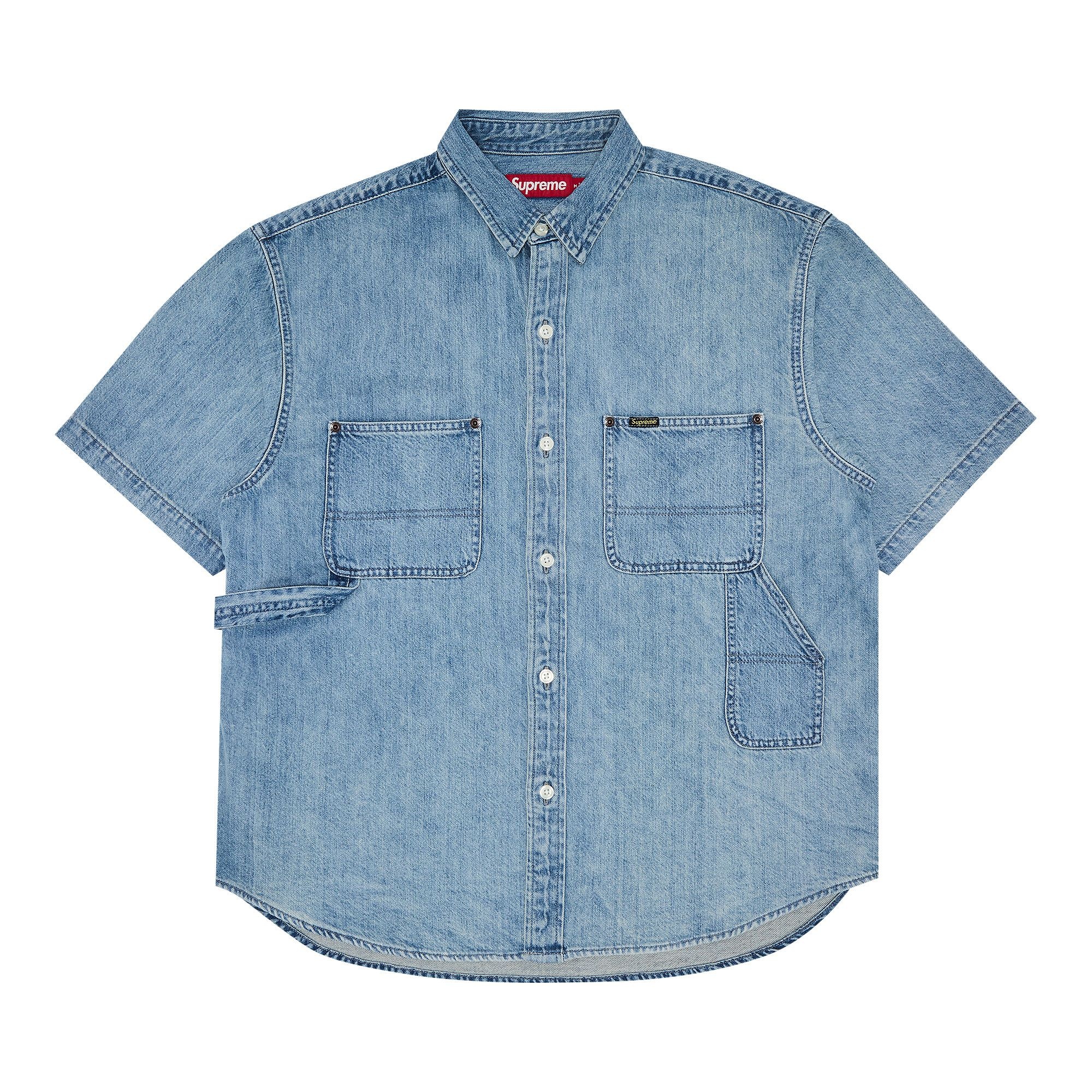 Supreme Loose Fit Short-Sleeve Denim Painter Shirt 'Washed Blue' - 1