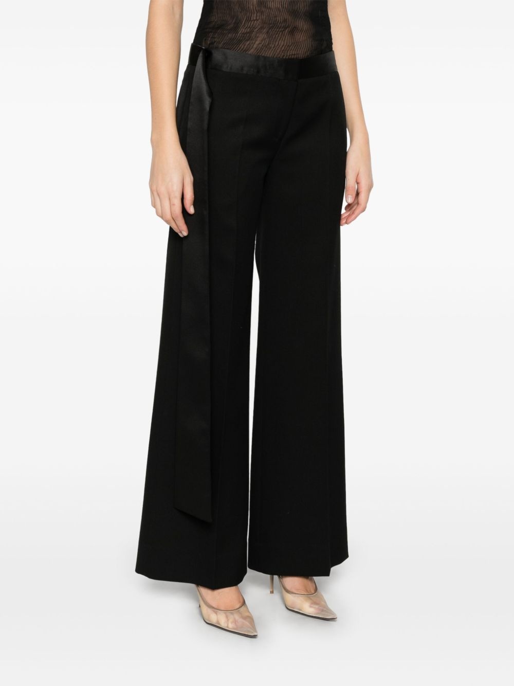 satin-waistband tailored trousers - 3