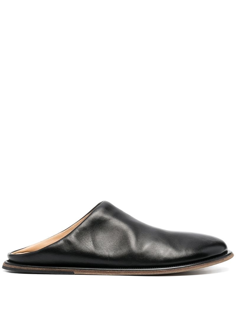 round-toe leather mules - 1
