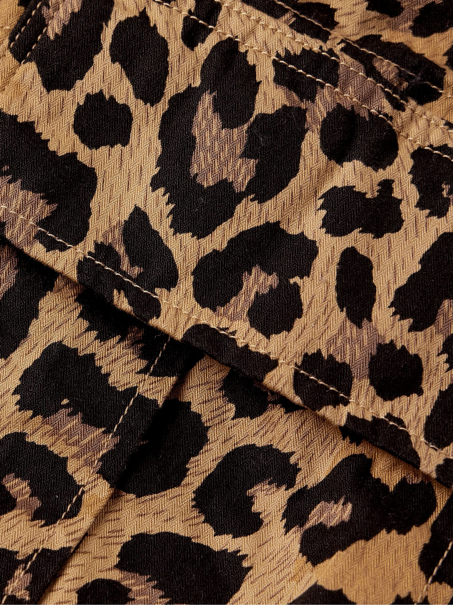 Wide-Leg Leopard-Print Herringbone Cotton Cargo Trousers Leopard print - 5