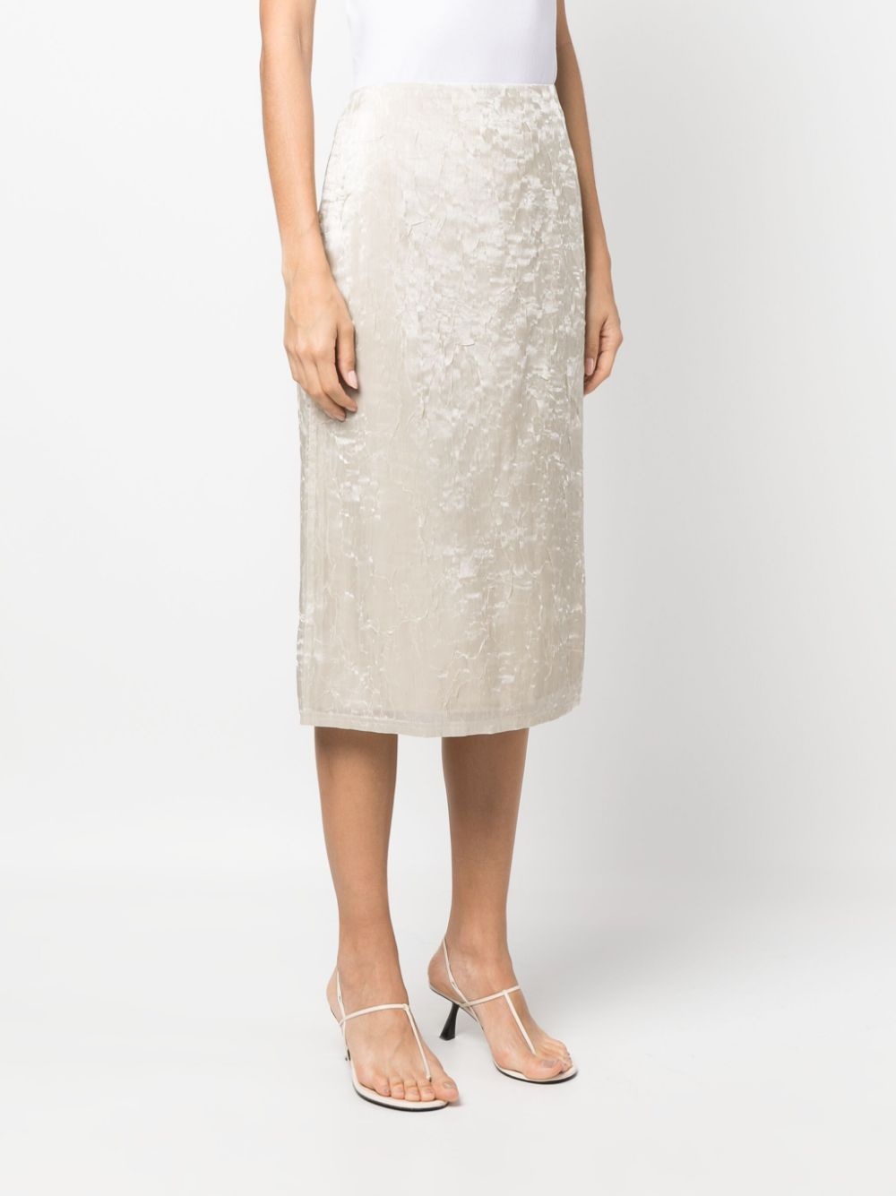 crushed-velvet midi skirt - 3