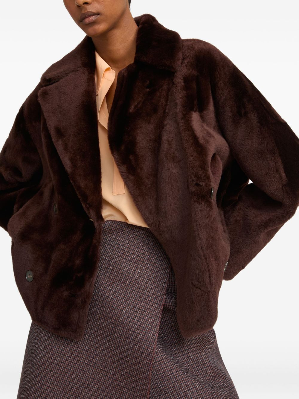 double-breasted shearling jacket - 4