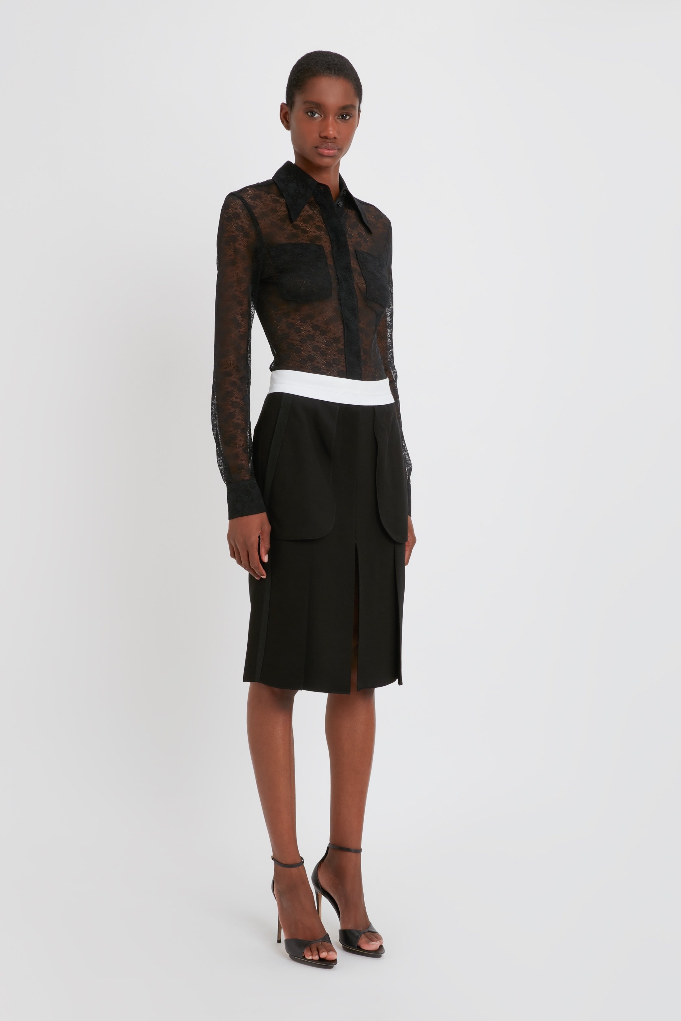 Tailored Inside Out Skirt In Black - 3