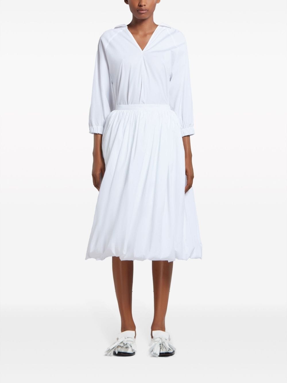 puffball-hem cotton midi skirt - 2