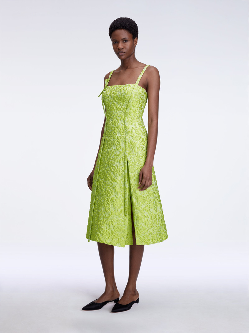 Emersyn Dress In Lime Green Embossed Cloque 3