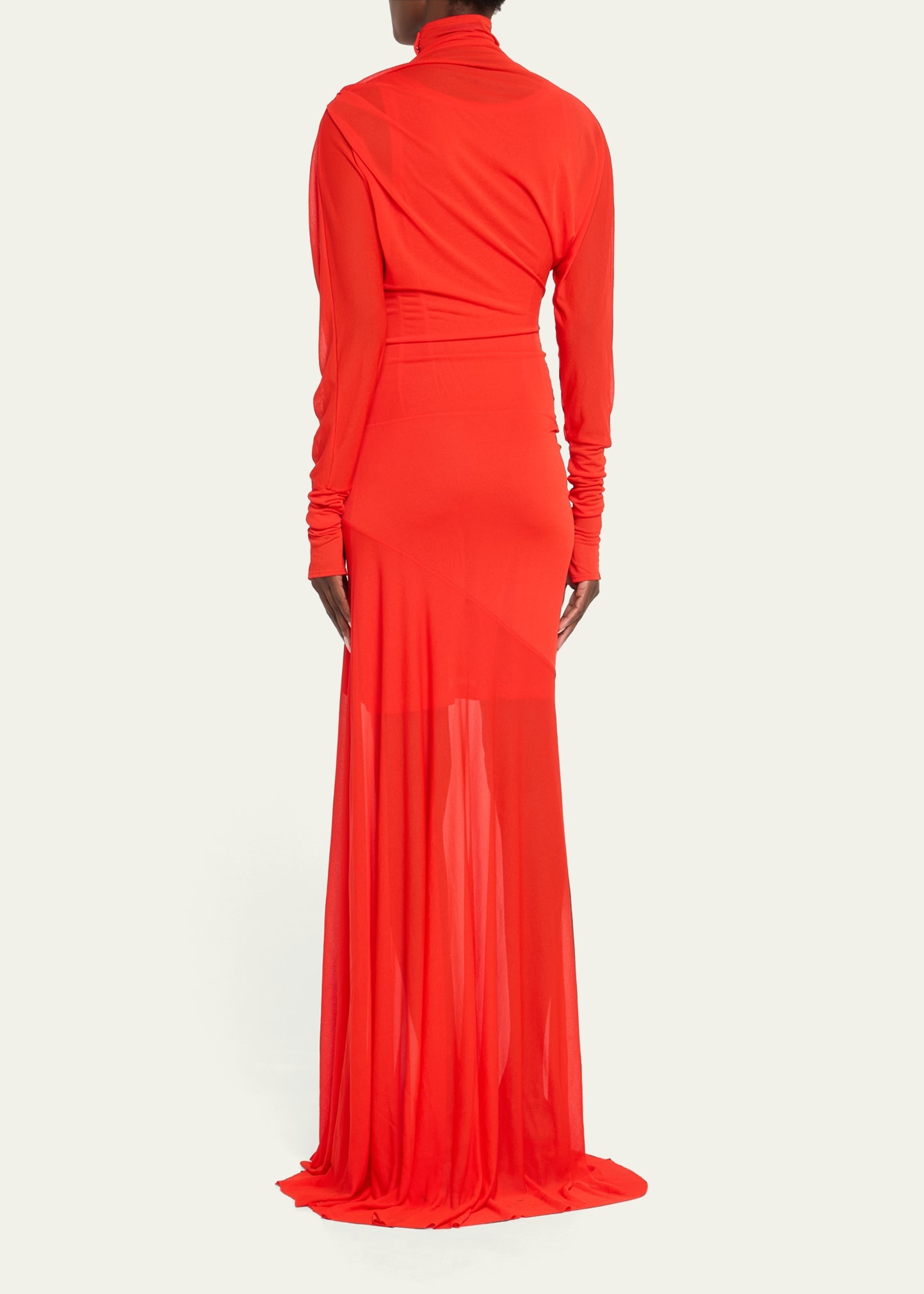 Paula Turtleneck Sheer Crepe Jersey Maxi Dress - 3