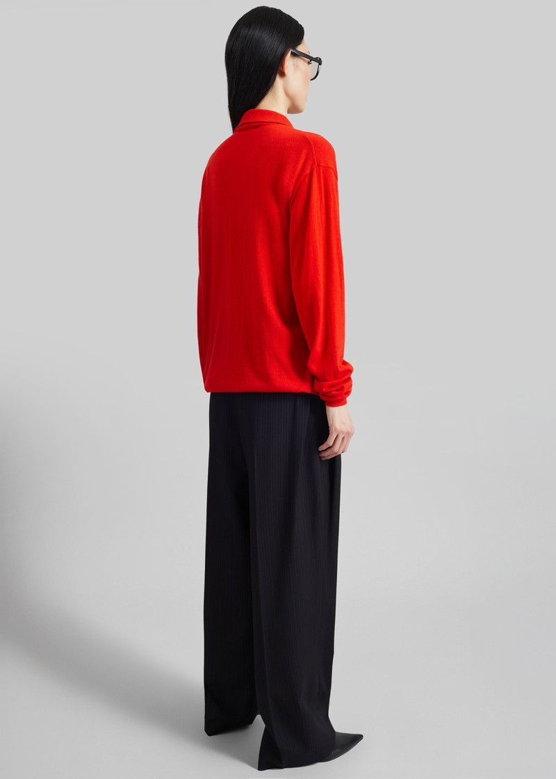 Tala Knit V-Neck Polo - Red 12