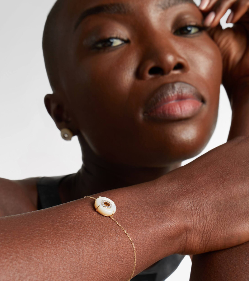 MATEO 14kt gold (585/1000) bracelet with diamonds and pearls outlook