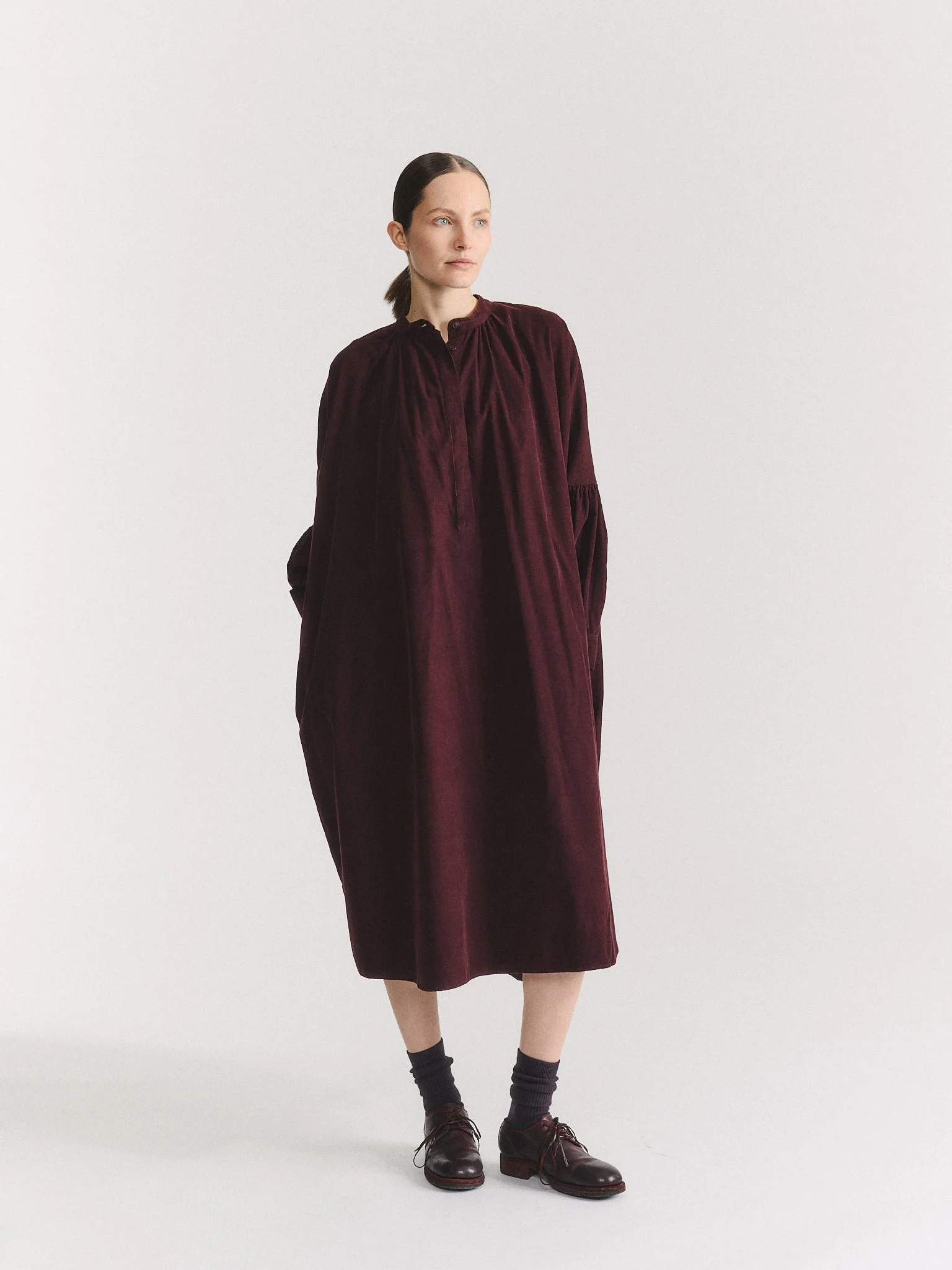 1901 DRESS - PIN CORD - BURGUNDY - 1