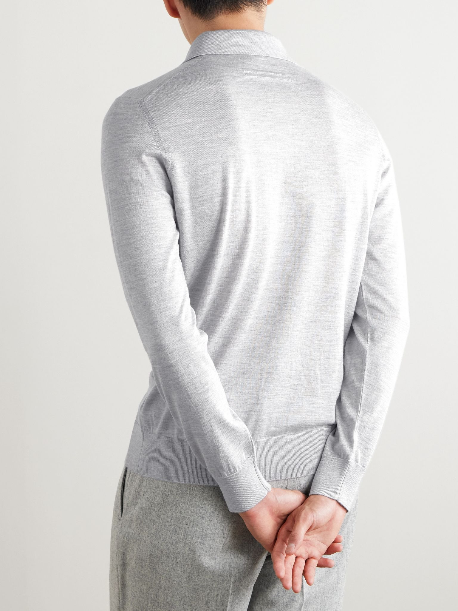 Cashmere and Silk-Blend Polo Shirt Gray - 4