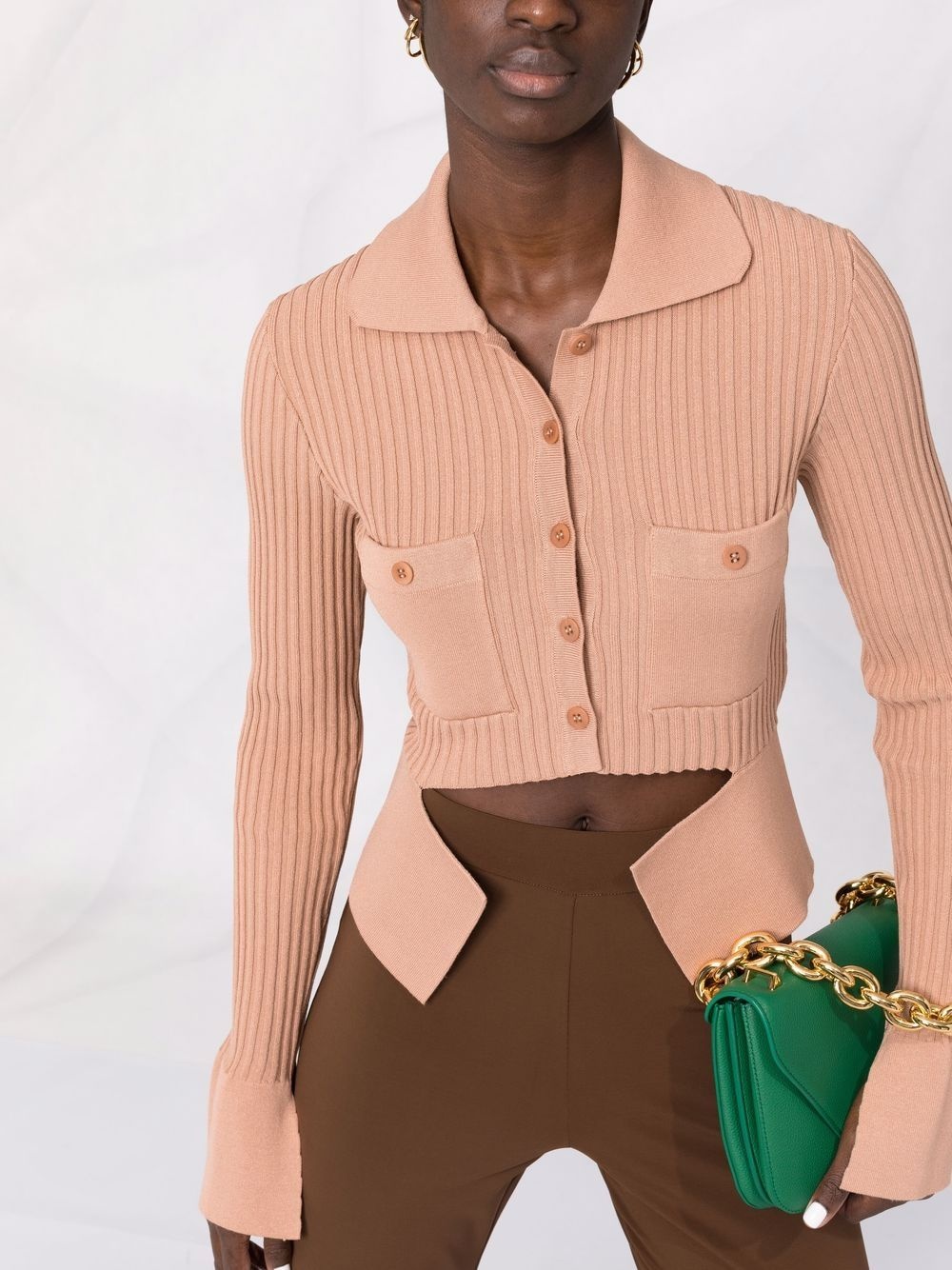 ribbed buttoned-up knitted top - 3
