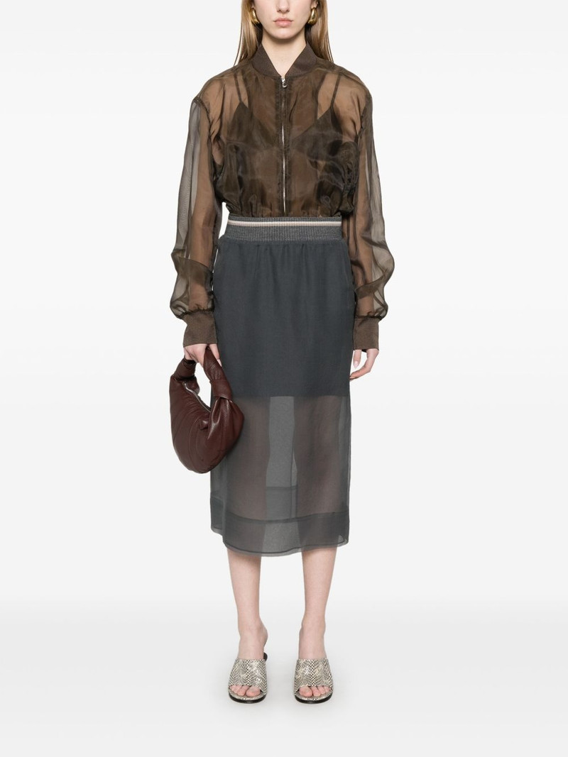 Brunello Cucinelli semi-sheer midi skirt outlook