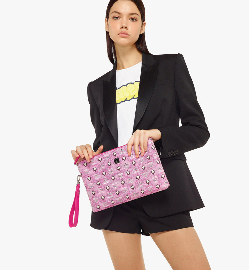 MCM Aren Wristlet Zip Pouch in Vintage Monogram Jacquard outlook