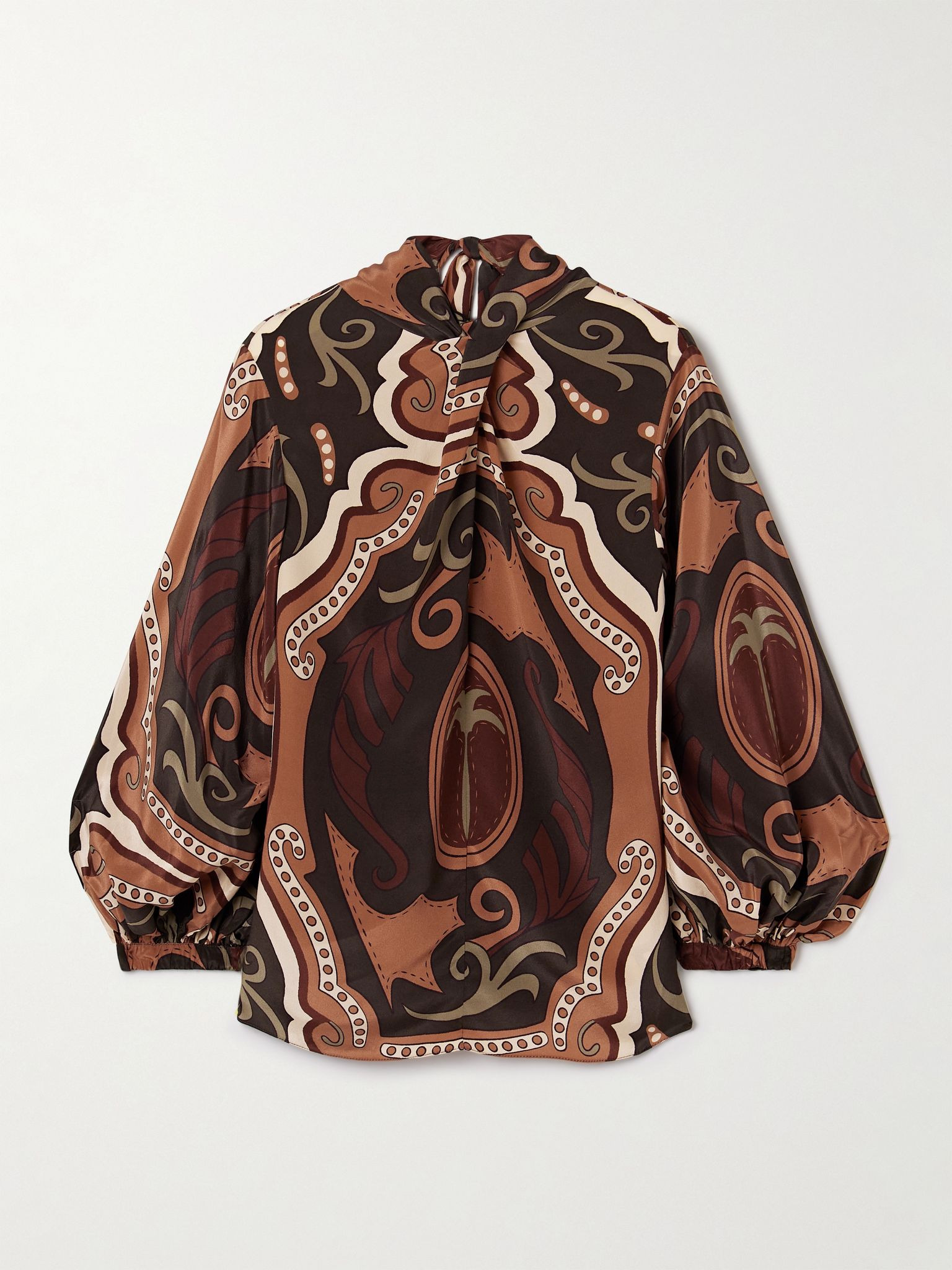 Intricate Islands gathered printed silk crepe de chine blouse Multi - 1