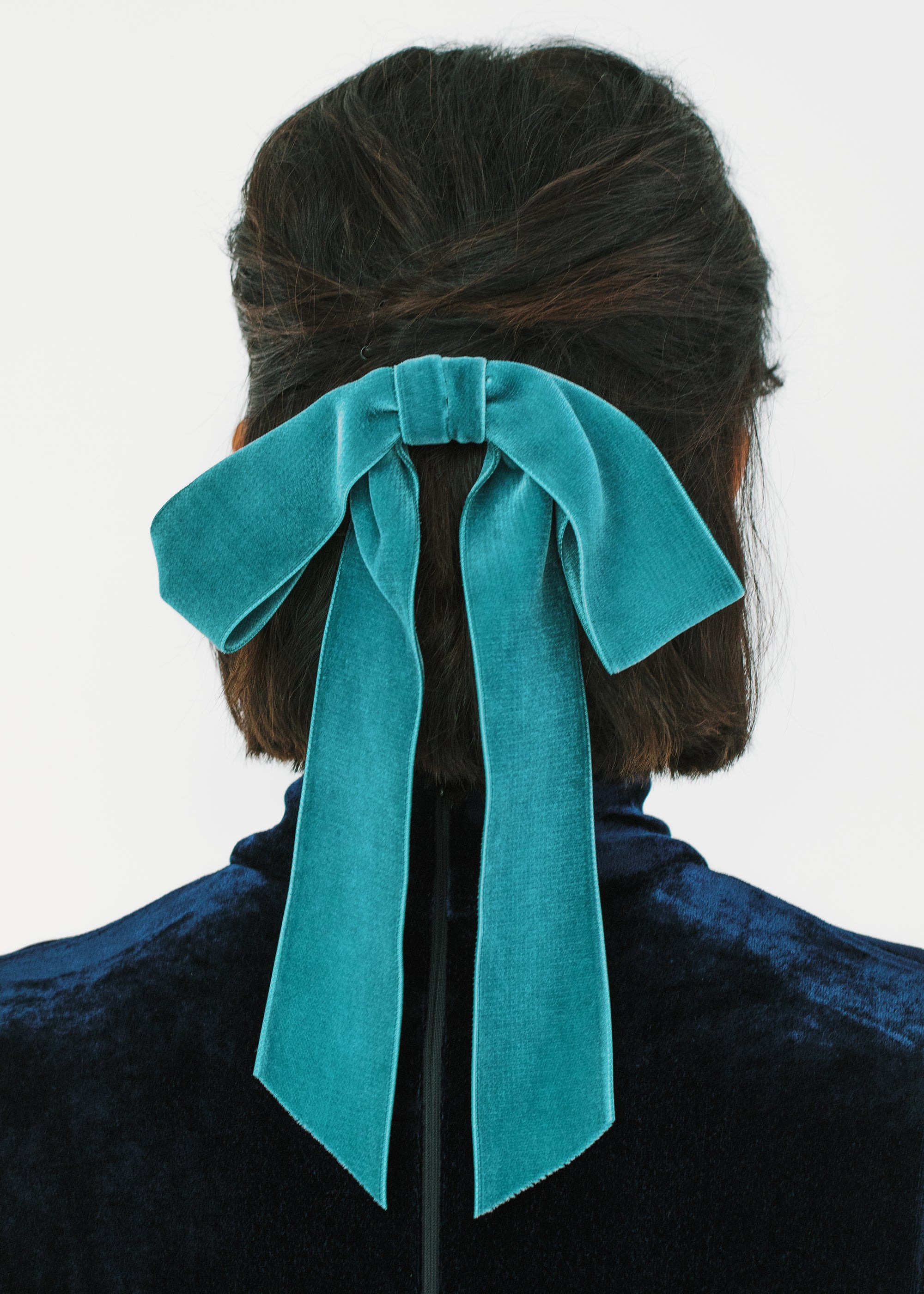 Adley Velvet Bow Barrette - 2