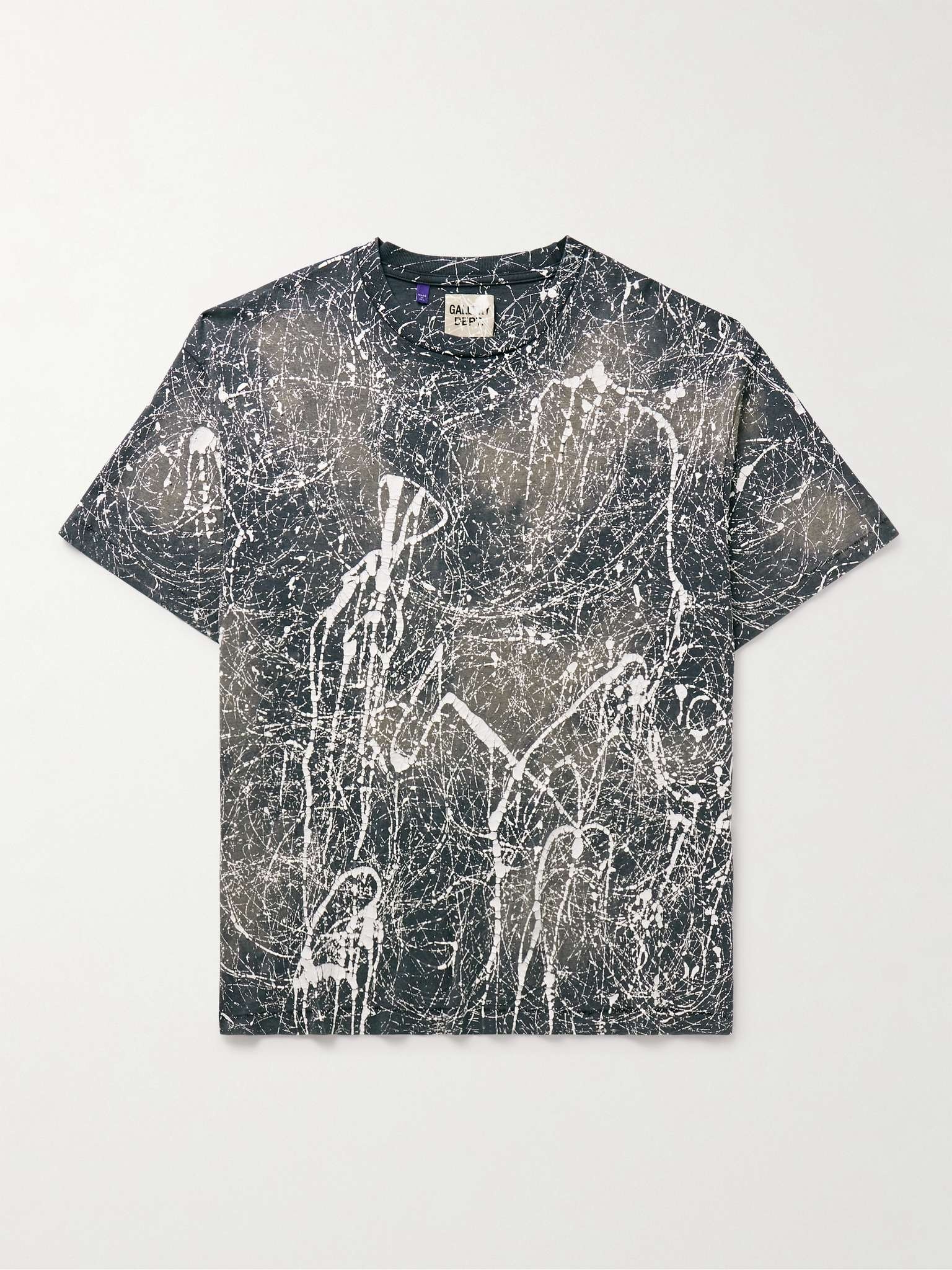 Paint-Splattered Bleached Cotton-Jersey T-Shirt - 1