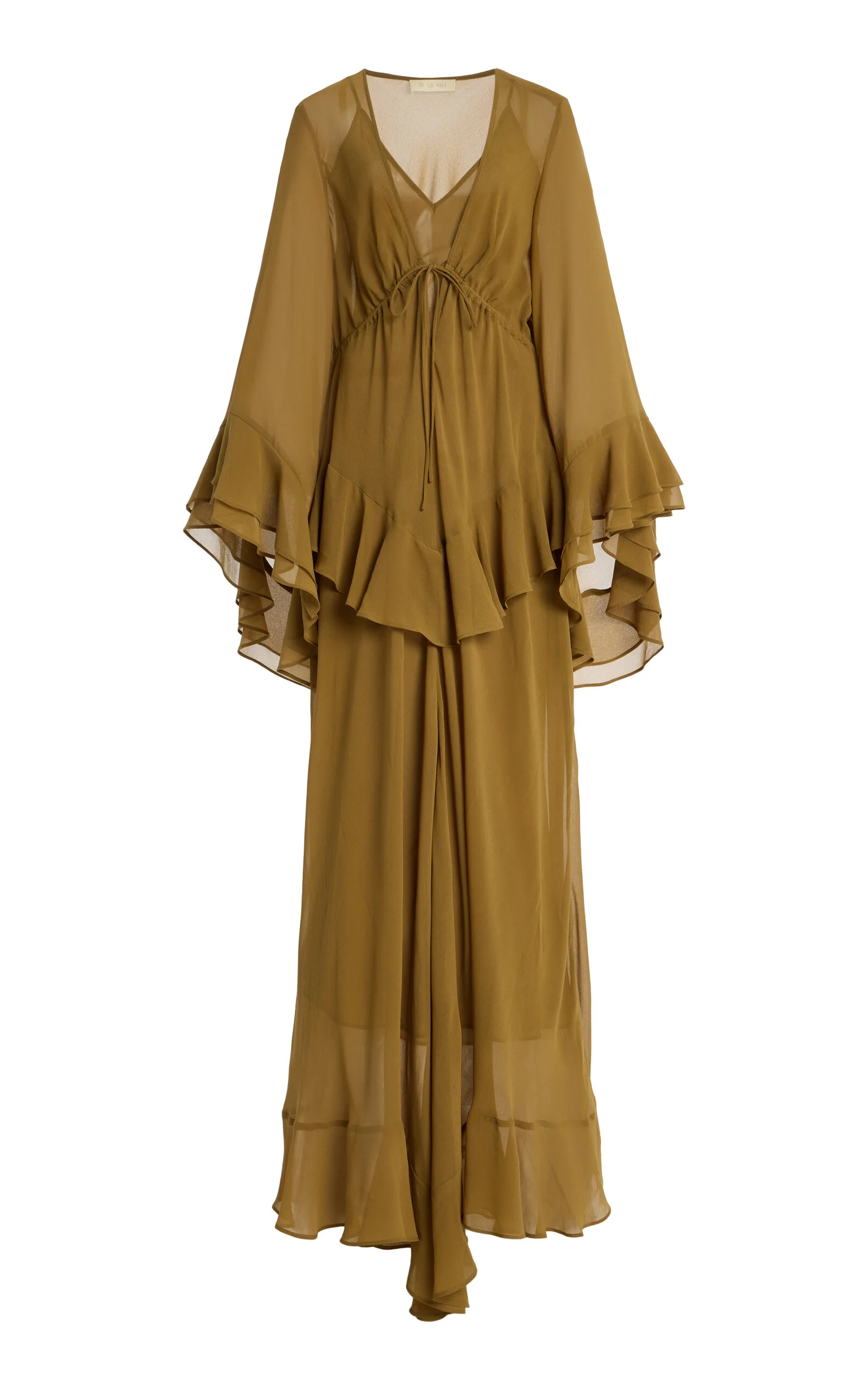 Calypso Ruffled Georgette Maxi Dress olive - 1