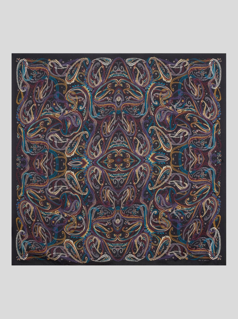 SILK SCARF WITH PAISLEY FOLIAGE MOTIF 1