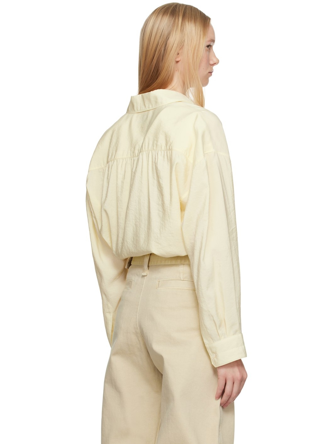 Yellow Straight Collar Twisted Shirt - 3